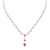 2 5/8CTW-DIA ANA M 1 1/2CTW HEART-PINK SAPP NAT GEM NECKLACE (17INCH)